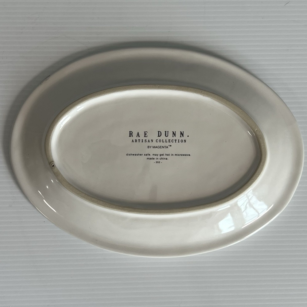 Rae Dunn Thistle Pattern HOME Trinket Dish Plate Oval Artisan Collection Magenta - Picture 3 of 7